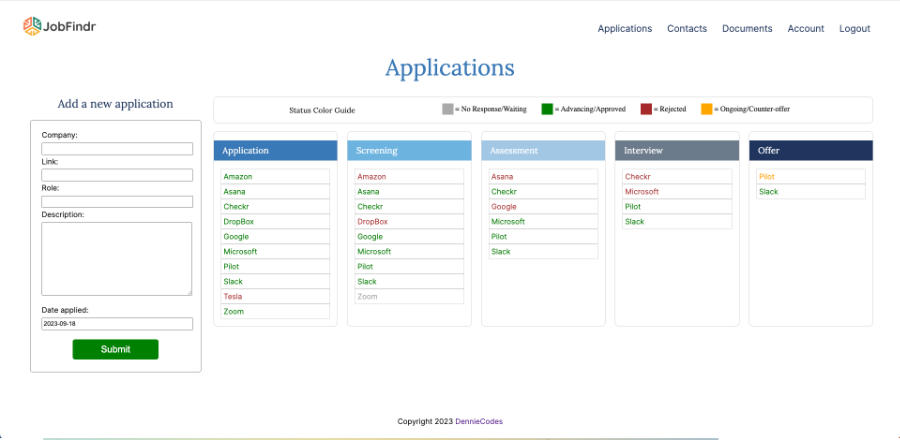 Screenshot of JobFindr